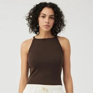 Outdoor Voices Womens Plus Size Cozy Rib Tank Top Java Brown, 3XL NWT